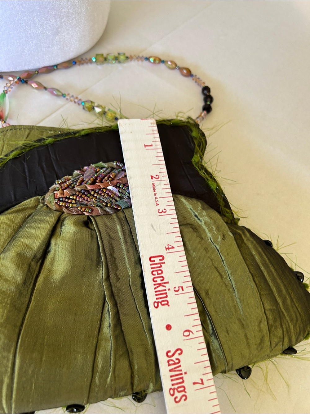 MARY FRANCES BEADED GREEN SILK, FLORAL APPLIQUÉ AND FRINGE CROSSBODY bag - Picture 14 of 15
